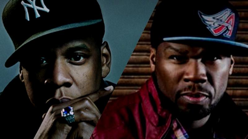 Links Jay-Z/ Rechts 50 Cent, beide mit schwarzer Cap