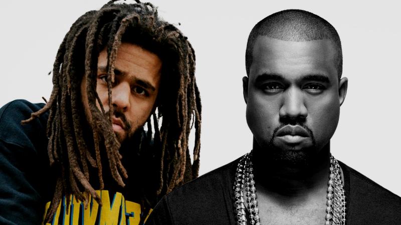 Collage von J. Cole und Kanye West