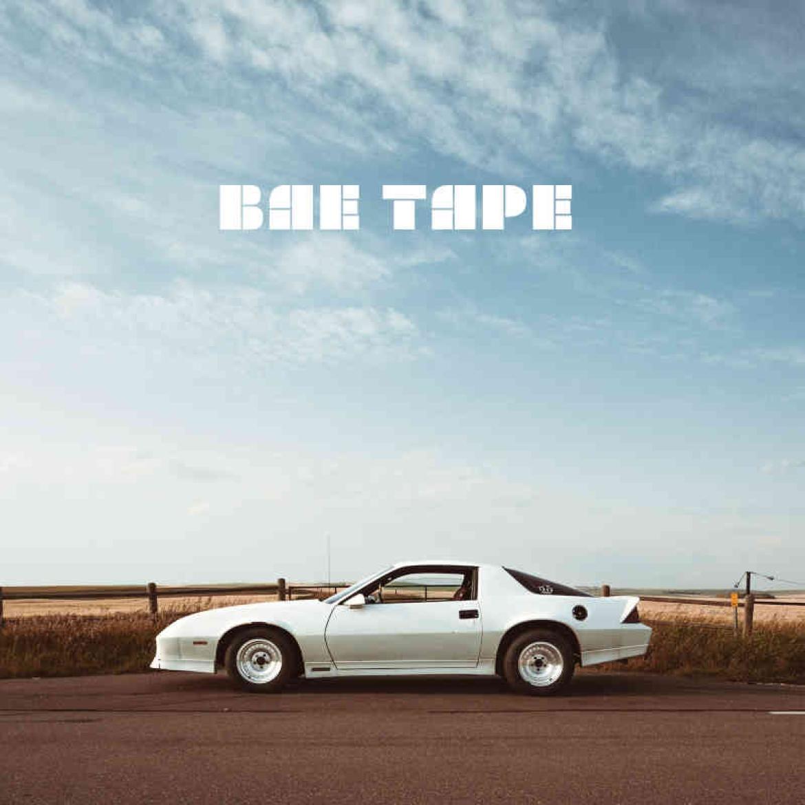 blue sky, white car, bae tape