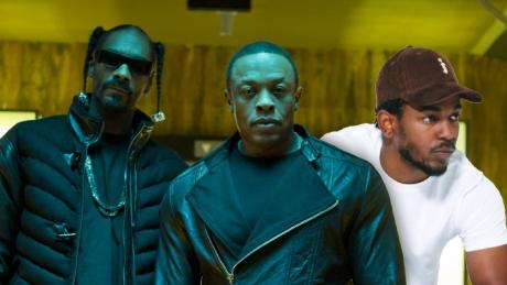 Collage von Dr. Dre, Snoop Dogg und Kendrick Lamar