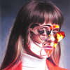 Lizzn to myself EP Cover - zeigt die Künstlerin mit einer Sonnenbrille in der sich Flammen widerspiegeln