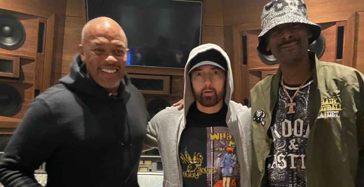 Dr. Dre, Eminem & Snoop Dogg in einem Tonstudio